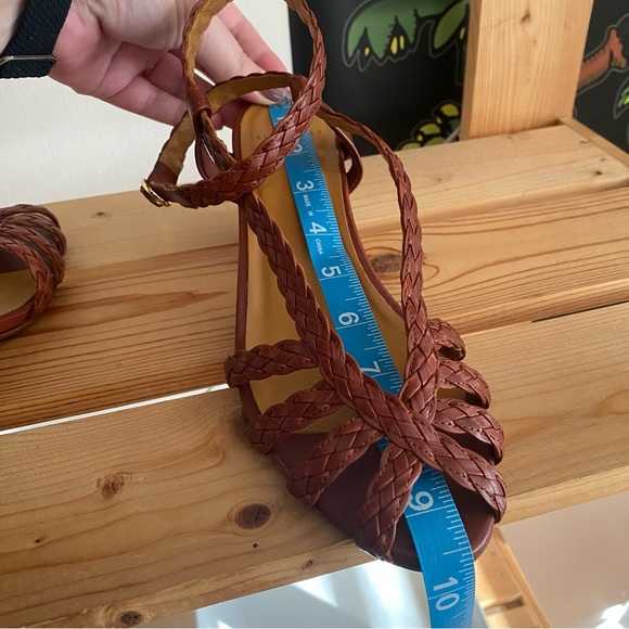 Sezane Natacha Heeled Sandals Woven Heritage Chocolate Brown - Picture 13 of 16